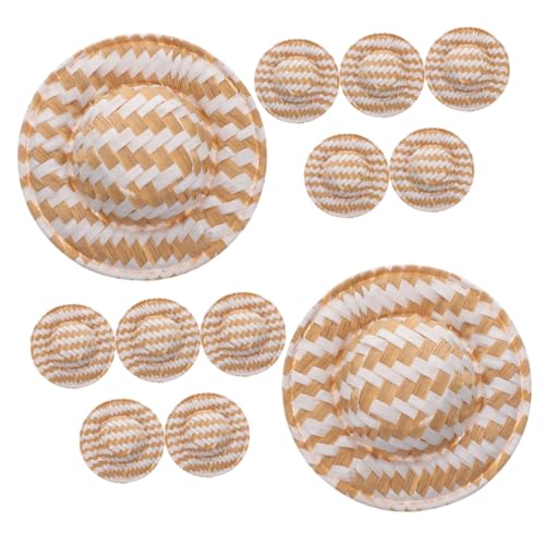 PartyKindom 12 Stück Puppe Strohhut Kopfbedeckungen Für Puppen Kleiner Bastelhut Mini-Hut-Modell DIY-bastelmützen-Requisite Puppenhaushut Foto Requisite Kreative Hutverzierung Toilettenpapier von PartyKindom