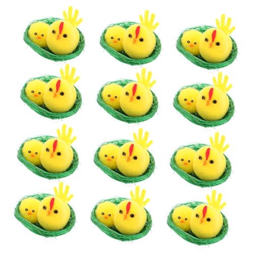 PartyKindom 12 Teiliges Plüsch Hühner Set Hühnerfigur Ausgestopfte Hühner Stofftier Für Ostern Mini Figur Foto Requisiten Partygeschenk Huhn Realistisch Gefälschte Küken von PartyKindom