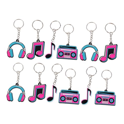 PartyKindom 12-teiliges Set Musik-party-schlüsselanhänger Dekorationen Geburtstag Notizen Musiknotenparty Kind Karaoke Musiknoten Retro Musikalische Gastgeschenke Musical Musikpreise Pvc von PartyKindom