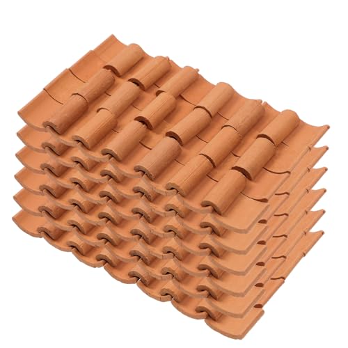 PartyKindom 120 Stück Fliesenmodell bastelmaterial bastel Materialien Kinderzimmer Dekoration Garden Decor Mini kleine Dachziegel gefälschte Dachziegel Simulation von Dachziegeln Ton Brown von PartyKindom
