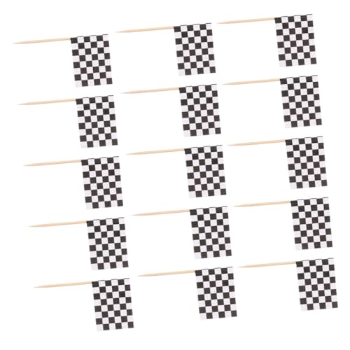 PartyKindom 120 Stück Teiliges Mini Checkered Racing Flag Zahnstocher mit Beidseitigem Karomuster Dekorative Cupcake topper für Party Shower Geburtstagstorten und Snack deko PartyKindom 120 Stück Teiliges Mini Checkered Racing Flag Zahnstocher mit Beidseitigem Karomuster Dekorative Cupcake topper für Party Shower Geburtstagstorten und Snack deko von PartyKindom