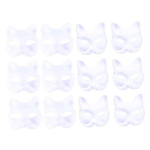 PartyKindom 12Stücke DIY Teiliges Papierkostüm Maskenset für Weiße Tiermasken Gestalten für Halloween Partys Aufführungen von PartyKindom