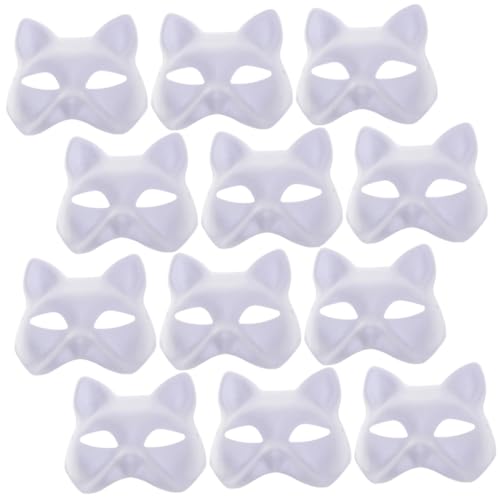 PartyKindom 12Stücke Katzenmaske DIY Maske für Halloween Cosplay Unbemalte Papiermasken für Kunsthandwerk und Kostümpartys für Kreative Projekte und PartyKindom 12Stücke Katzenmaske DIY Maske für Halloween Cosplay Unbemalte Papiermasken für Kunsthandwerk und Kostümpartys für Kreative Projekte und von PartyKindom