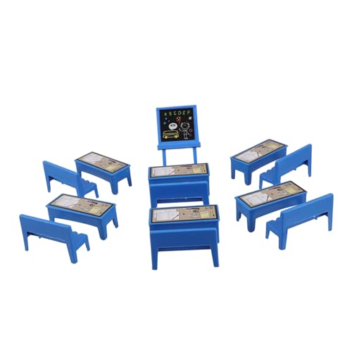 PartyKindom 13 Stück Miniatur Möbel Set für Puppenhaus Teiliges Spielset mit Tisch Stuhl Tafel und Bücherregal Kinderfreundliches Zubehör für Kreatives Spiel für Mädchen und Jungen von PartyKindom