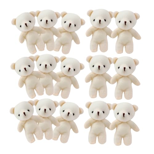 PartyKindom 15 Stück DIY kleine Bären tragen für winzig Schlüsselbund Puppe Stofftier Bär Mini-Bärenfiguren Bärenanhänger Taschendekoration Cartoon-Bär PP Baumwolle Weiß von PartyKindom