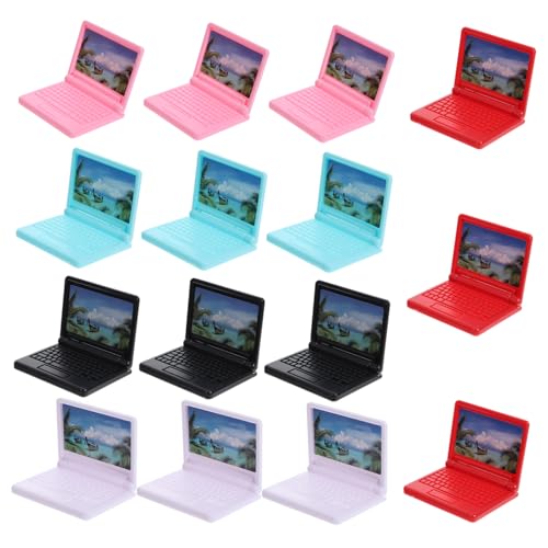 PartyKindom 15 Stück Teiliges Miniatur Laptop aus Kunststoff Bunte Puppenhaus Dekoration Realistische Simulation Handliches Design Fördert Kreativität und Motorische Fähigkeiten bei Kindern von PartyKindom