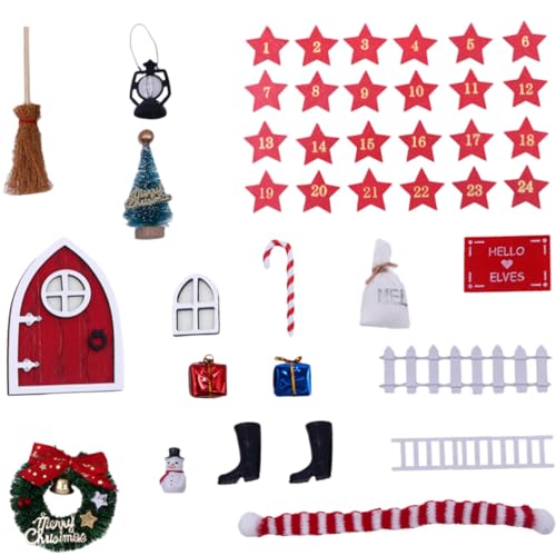 PartyKindom 15 Stück Teiliges Weihnachtsminiaturen mit Leuchtenden Mini Tür Dekorationen Realistische Weihnachtsfiguren für Puppenhaus Langlebig Handschmeichelnd Festliche für Bastelprojekte von PartyKindom
