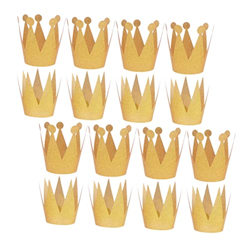 PartyKindom 18 Stück Teiliges Kindergeburtstagskronen Glitzernde PVC Hüte in Gold Partydekorationen für Jungen und Mädchen Wiederverwendbare Geburtstagskopfwear für und Fotos von PartyKindom