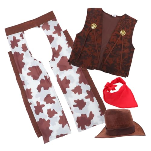 PartyKindom 1Satz Cowboy Kostümset für Teiliges mit Weste Bandana und Hut für Halloween Geburtstagsfeiern und Rollenspiele Bequem und Atmungsaktiv für Unbeschwerte PartyKindom 1Satz Cowboy Kostümset für Teiliges mit Weste Bandana und Hut für Halloween Geburtstagsfeiern und Rollenspiele Bequem und Atmungsaktiv für Unbeschwerte von PartyKindom