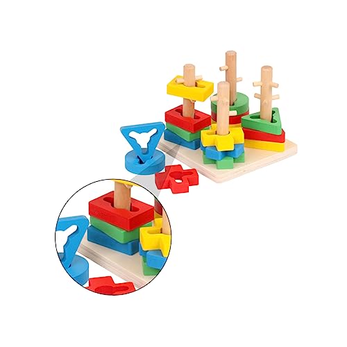 PartyKindom 1Satz Holzspielzeug für Kleinkinder Geometrische Stapelblöcke und Formen Sorter für Lernspielzeug Vorschulkinder zur Kognitiver Fähigkeiten und Motorischer von PartyKindom