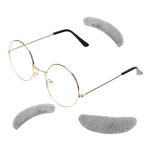 PartyKindom 1Satz Opa Kostümzubehör für Jungen Teiliges Fake Augenbrauen Schnurrbart mit Brille für Schulkostüm Halloween Kostümpartys Leicht von PartyKindom