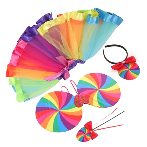 PartyKindom 1Satz Regenbogen Kostümset für Teilig mit Rock Stirnband Zauberstab für Anziehpartys Halloween Karneval Leicht Farbenfroh für Cosplay PartyKindom 1Satz Regenbogen Kostümset für Teilig mit Rock Stirnband Zauberstab für Anziehpartys Halloween Karneval Leicht Farbenfroh für Cosplay von PartyKindom