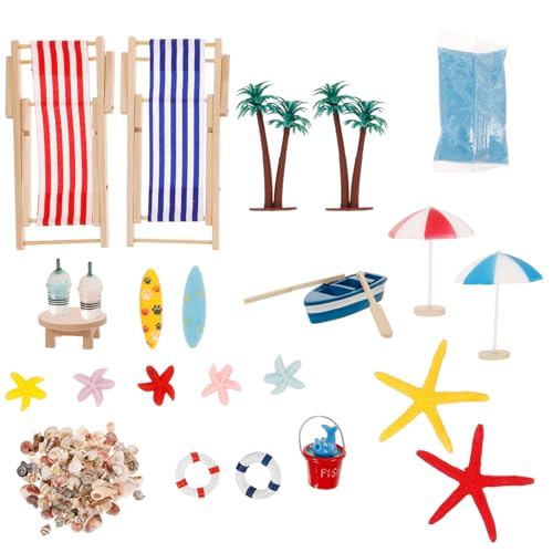 PartyKindom 1Satz Strand Dekoration Teiliges Strandstuhl Mikro Landschafts Ornament für Puppenhaus und DIY Miniatur Strandszenen Deko von PartyKindom