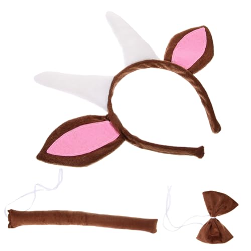 PartyKindom 1Satz Ziegenkostüm Set Ziegenohren Ziegenschwanz Fliege für Erwachsene Zubehör für Halloween Tierpartys Cosplay Events Leicht Angenehm von PartyKindom