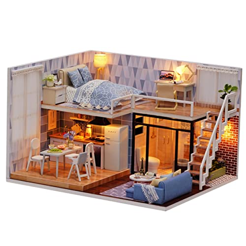 PartyKindom 1Stück DIY Miniaturhaus aus Kreatives Zusammenbau Kit für Elegantes Design Hellblau für Fantasievolles Rollenspiel und Gemeinsamen Spaß mit Familie und Freunden PartyKindom 1Stück DIY Miniaturhaus aus Kreatives Zusammenbau Kit für Elegantes Design Hellblau für Fantasievolles Rollenspiel und Gemeinsamen Spaß mit Familie und Freunden von PartyKindom