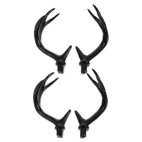 PartyKindom 2 Paare Große Schwarze Hirschgeweihe aus Kunststoff Simulierte Rentierhörner für DIY Kopfschmuck Vielseitige Halloween Kostüm und Weihnachtsdeko Cosplay Zubehör von PartyKindom