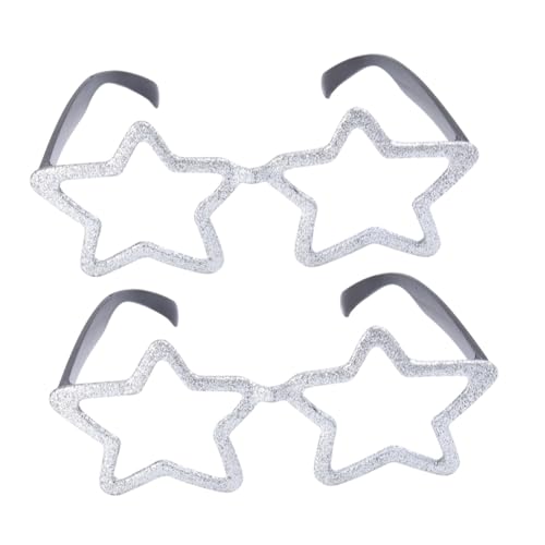 PartyKindom 2 Paare Lustige Partybrille mit Silbernem Fünfzackigem Stern Design Leichte Fotorequisite für Halloween Festivals Kostüm und Strandpartys Unisex Spaßbrille für Erwachsene von PartyKindom