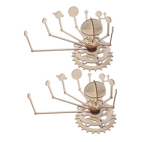 PartyKindom 2 Sätze DIY Holz Puzzle Sonnensystem Modell mit Planeten Stem Lernspielzeug für Kleinkinder Familie Schulunterricht Interaktives Wissenschaftsset von PartyKindom
