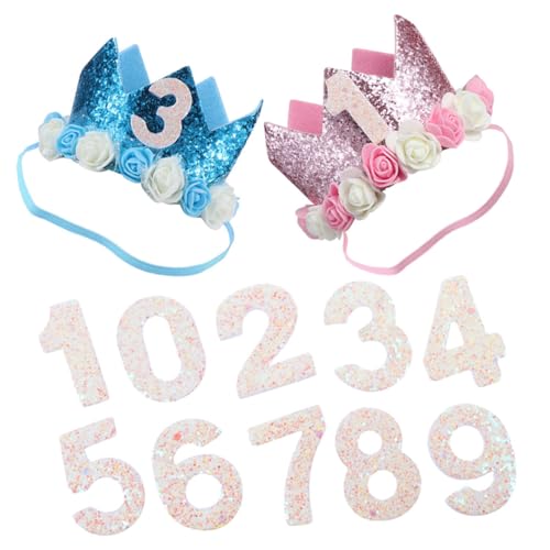 PartyKindom 2 Sätze Kindergeburtstagskrone aus Strapazierfähigem Oxford Bunte DIY Zahlenkronen für Mädchen und Jungen Dekorative Partyhüte für Geburtstagsfeiern und Festliche Anlässe von PartyKindom