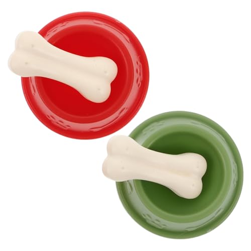 PartyKindom 2 Sätze Simulierter Hundetopf Pet Bowl - für Puppenhaus Schüssel Miniatur-Hundeschale große Tierfiguren Welpenspielzeug für Minifiguren Mini-Hunde Plastik von PartyKindom