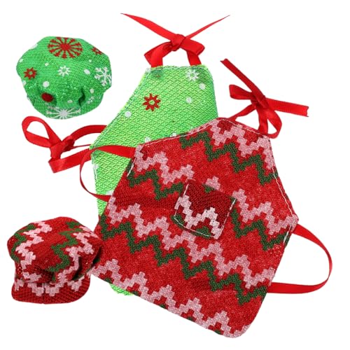 PartyKindom 2 Sätze Teiliges Puppen Outfit Set mit Austauschbarer Schürze und Kochmütze Weihnachtliches Miniatur für Puppenhaus Geeignet für Mädchen und Festliche Anlässe Wie Weihnachten und von PartyKindom