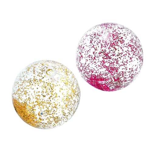 PartyKindom 2 Stück Aufblasbare Strandbälle Glitzernde Spielzeugbälle mit Pumpe für Wasserspiele und Strandaktivitäten Zufällige Farbe Zufällige Farbe von PartyKindom