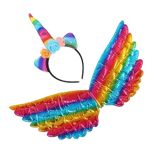PartyKindom 2 Stück Buntes Einhorn Haarreif mit Flügeln Kreatives Haarschmuck Stirnband für Mädchen Teiliges Party Kostüm Zubehör für Einhorn Party Dekoration und Karneval von PartyKindom