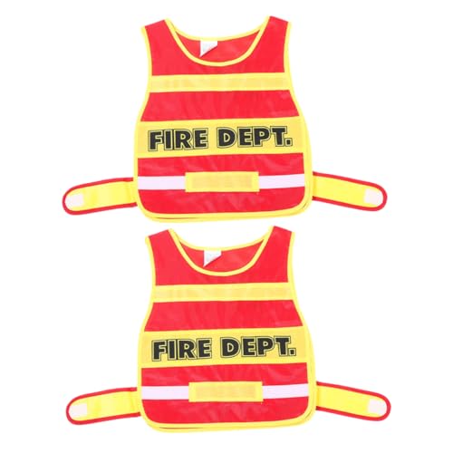 PartyKindom 2 Stück Feuerwehrmann Cosplay Weste Hochwertiges Feuerwehrkostüm für Kleinkinder Rollenspiel Outfit für Geburtstagsfeiern und Verschiedene Anlässe von PartyKindom