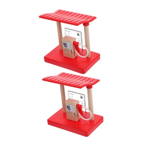 PartyKindom 2 Stück Holz Eisenbahn Zubehör DIY Gasstation Modell für Natürlicher Holz Baustellenfahrzeug Spielset Sicher und Robust Fördert Familienaktivitäten und Kreatives von PartyKindom