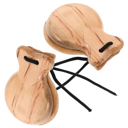 PartyKindom 2 Stück Holz Kastagnetten Handliche Percussion Instrumente für Leicht für Musikunterricht Tanzpartys und Musiktherapie Spielerisch Musikalische Fähigkeiten Fördern von PartyKindom