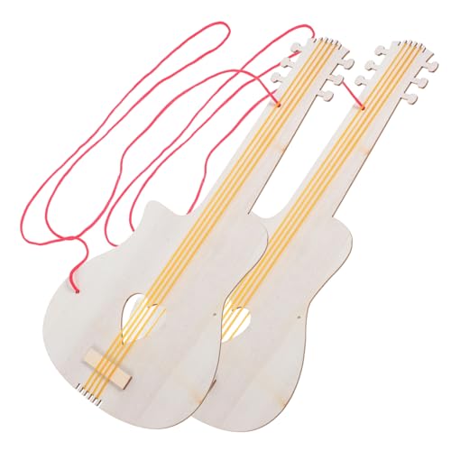 PartyKindom 2 Stück Holzgitarren Kindergitarren Handgefertigte DIY Gitarre Kleine Gitarre Anfängergitarre Für DIY Bastelarbeiten Für DIY Gitarrenbausatz DIY Gitarrenspielzeug DIY von PartyKindom