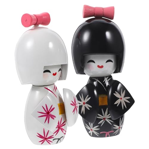 PartyKindom 2 Stück Kimono-Puppe Kleidung Künstlerische Kimonopuppe Skulpturen Und Figuren Kimonopuppe Aus Holz Holzdekoration Desktop-Ornament Holzpuppe Heimwerken Puppe Für Zuhause Hölzern von PartyKindom