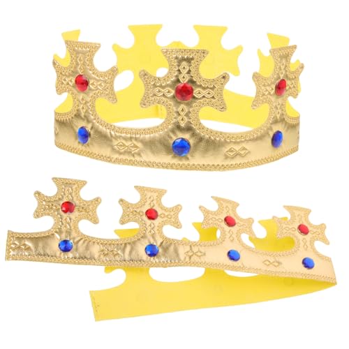 PartyKindom 2 Stück Kindergeburtstagskrone mit Diamantbesatz Goldfarbene Party kronen für Mädchen Jungen Dekorative Wiederverwendbare Geburtstags accessoires für Kinderparty und Fotoshooting von PartyKindom