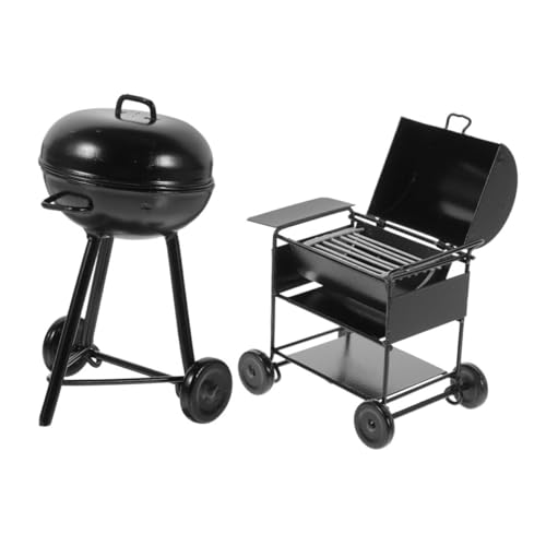 PartyKindom 2 Stück Miniatur BBQ Grill aus Retro Puppenhaus Grill Modell mit Realistischen Details Tragbar und Kompakt Mini Küchendekor und Pädagogisches von PartyKindom