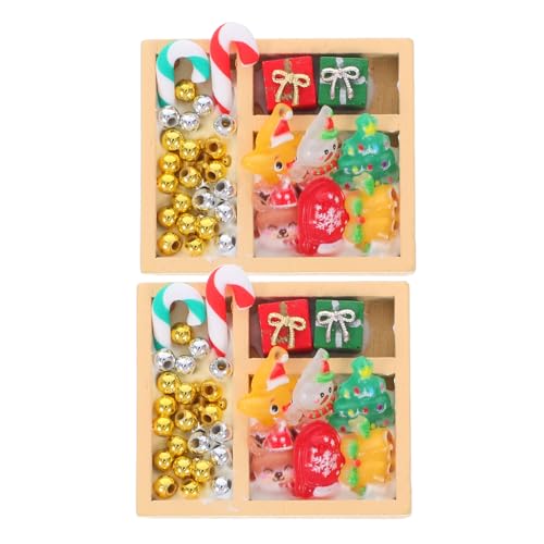 PartyKindom 2 Stück Miniatur Dollhouse Weihnachtsdekoration Bunte Mini Süßigkeiten Ornament Tragbare Fake Candy Figuren Kompakte Mini für DIY und Festliche Bastelaktivitäten von PartyKindom