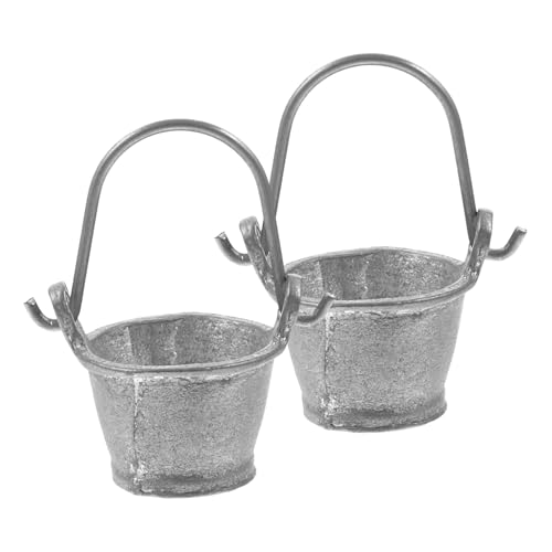 PartyKindom 2 Stück Miniatur Eimer Dekorative Mini Wasser Eimer für Puppenhäuser Mikrogärten und Kinderzimmer Hochwertige Realistische Modelle für Kreatives und Dekoration von PartyKindom