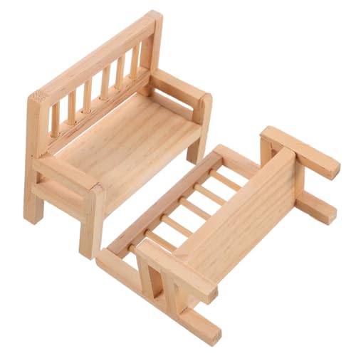 PartyKindom 2 Stück Miniatur Gartenbank aus Holz Detailreiche Puppenhaus Möbel Miniatur Sitzbank für Puppenhaus Deko für Wohnzimmer Schlafzimmer und Küche von PartyKindom