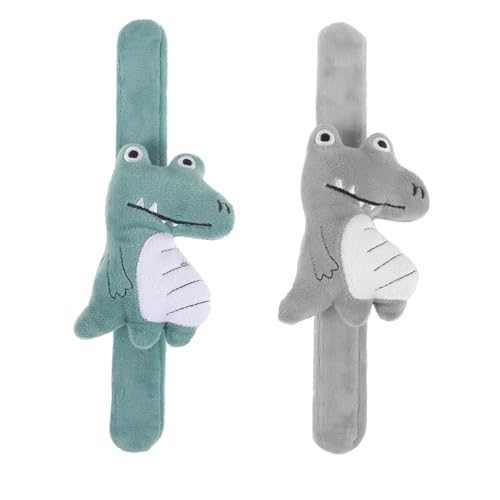 PartyKindom 2 Stück Plüsch Krokodil Slap Armbänder Kinderparty Fuzzy Tiermotiv Klatscharmband Komfortabel Langlebig Halloween Geburtstagsfeier Zubehör von PartyKindom