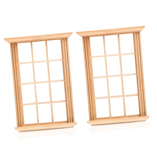 PartyKindom 2 Stück Puppenhaus-Modell Sachen Machen Miniatur-fensterzubehör Feld Kind Mini-fensterrahmenmodell Klein Miniaturpuppenhaus -kit Mini-fensterrahmenfiguren Chocolate Hölzern von PartyKindom