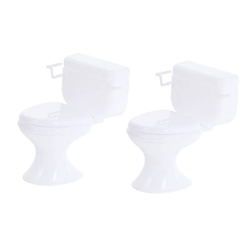 PartyKindom 2 Stück Puppentoilette Weiß Puppenhaus Winziges Mini Badezimmer Dekoration Puppenhausmöbel Puppenbadezimmermöbel Dekospielzeug Kinderhaus Spielspielzeug Kinderspielzeug Aus von PartyKindom