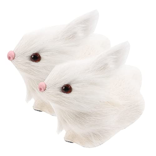 PartyKindom 2 Stück Realistische Plüschkaninchen Dekorationen Furry Rabbit Figuren Lebensnahe Simulation Hasen Ornamente für Kinderzimmer und Wohnungseinrichtung von PartyKindom