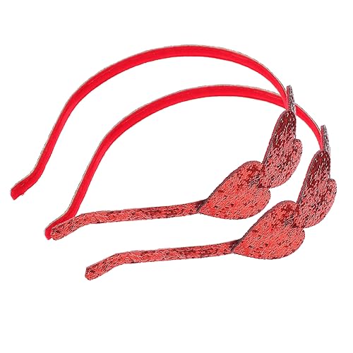 PartyKindom 2 Stück Rote Glitzer Herz Haarreifen Leichtes Mädchen Haarband für Party Valentinstag Karneval Bühnenauftritt Dekoratives Haarschmuck Zubehör für Junge Mädchen von PartyKindom