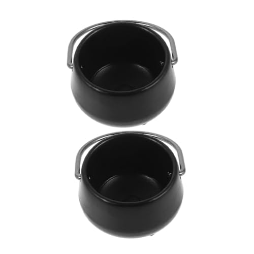 PartyKindom 2 Stück Schwarzer Hängender Kessel Robuster Mini Cauldron Topf Vielseitig für Halloween Dekoration Outdoor Lagerfeuer Szenen von PartyKindom