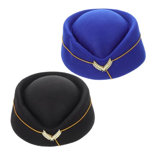 PartyKindom 2 Stück Stewardess Hut Cosplay Mütze Beret Mütze für Damen für Kostümpartys Bühnenaufführungen Schwarz Blau Ergonomisch PartyKindom 2 Stück Stewardess Hut Cosplay Mütze Beret Mütze für Damen für Kostümpartys Bühnenaufführungen Schwarz Blau Ergonomisch von PartyKindom