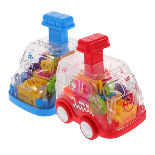 PartyKindom 2 Stück Teiliges Auto Transparentes Auto Friktionsantrieb mit Druckfunktion Robustes Lernspielzeug für Kleinkinder Farbenfrohe Zahnräder Motorische von PartyKindom