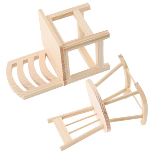 PartyKindom 2 Stück Teiliges Miniatur Puppenhaus Schaukelstuhl aus Holz Vintage Design für Kreative Rollenspiele DIY Malspaß für Sicheres und Nachhaltiges für Vorschulen und Zuhause von PartyKindom