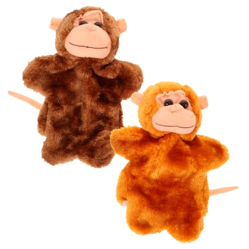 PartyKindom 2 Stück Teiliges Pädagogisches Affen handpuppen Weichem Plüsch Realistische DIY für Fördert Fantasie und Kommunikationsfähigkeit für Rollenspiele und Geschichten Erzählen von PartyKindom
