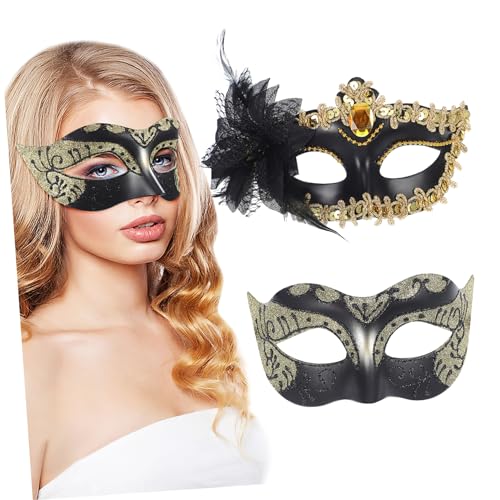 PartyKindom 2 Stück Vintage Maskerade Masken für Unisex Kostümaccessoires für Halloween Karneval Maskenball und Cosplay mit Kunstvollen Designs und Feiner Verarbeitung PartyKindom 2 Stück Vintage Maskerade Masken für Unisex Kostümaccessoires für Halloween Karneval Maskenball und Cosplay mit Kunstvollen Designs und Feiner Verarbeitung von PartyKindom