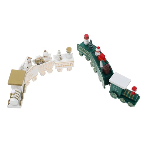 PartyKindom 2 Stück Weihnachtlicher Holz Zug mit DIY Elementen Abnehmbar und Kindgerecht Grün und Weiß Ornamente für Fenster und Tischdeko als und Festliche Wohnaccessoires von PartyKindom
