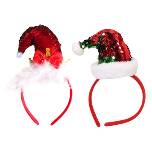PartyKindom 2 Stück Weihnachts Haarreif Teiliges mit Pailletten Elfenmütze Leichter Haarschmuck für Xmas Party Stabile und Kunststoffkonstruktion Komfortabel und Festlicher Kopfschmuck von PartyKindom